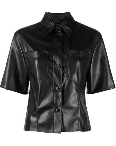 Nanushka Faux-leather Shirt - Black