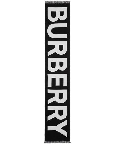 Burberry バーバリー ロゴジャカード スカーフ - ブラック