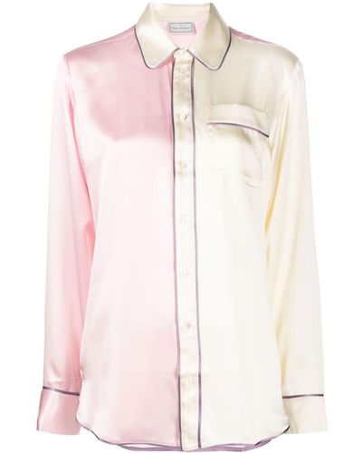 Pierre Louis Mascia Two-tone Silk Pajama Shirt - Pink
