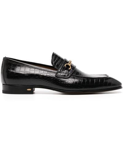 Tom Ford Crocodile-effect Leather Loafers - Black