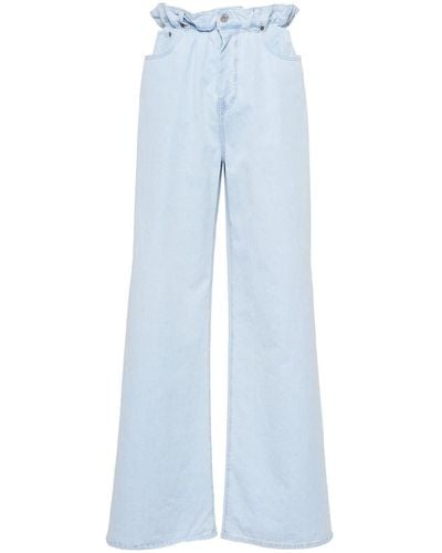 Miu Miu Weite Jeans mit Rüschen - Blau