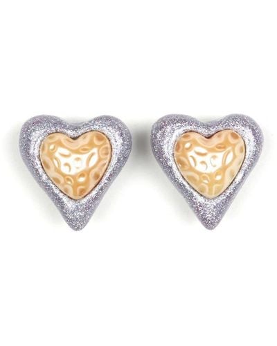 Julietta Heart-shaped Stud Earrings - White