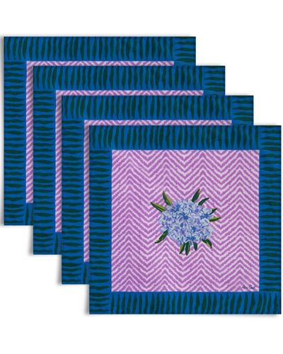 Lisa Corti Set di 4 tovaglioli Oleander - Blu