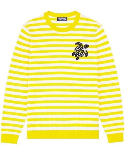 Vilebrequin Gestreiftes Sweatshirt mit Logo - Gelb