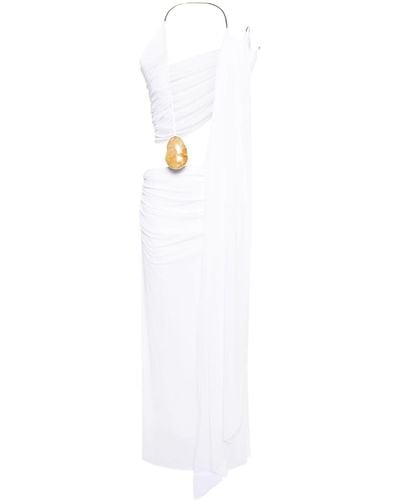 Christopher Esber Elliptic Stone Cut-out Draped Gown - White