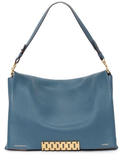 Victoria Beckham Jumbo-chain Leather Pouch - Blue