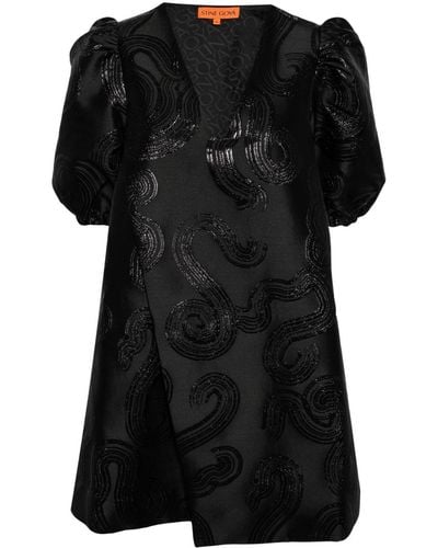 Stine Goya Robe courte Brethel à motif en jacquard - Noir