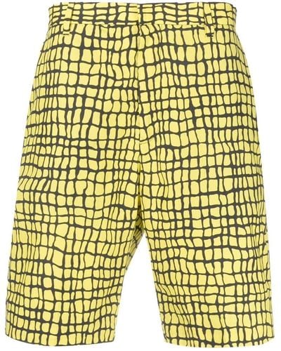 Moschino Knielange Shorts mit Print - Gelb