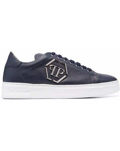 Philipp Plein Hexagon Low-top Leather Sneakers - Blue