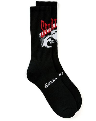 SAINT Mxxxxxx Intarsia-knit Ankle Socks - Black