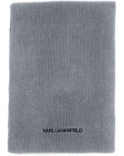 Karl Lagerfeld K/essential Ribbed-knit Scarf - Grey