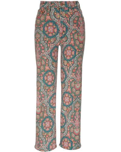Mother Gerade Jeans mit Paisley-Print - Grau