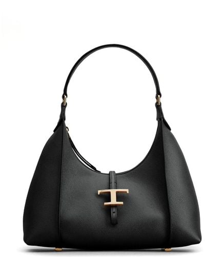 Tod's T Timeless Leather Tote Bag - Black