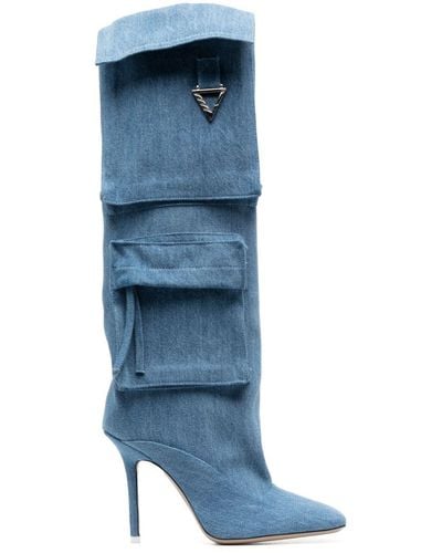 The Attico Sienna 105mm Denim Boots - Blue