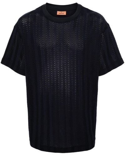Missoni Chevron-knit Cotton Blend T-shirt - Black