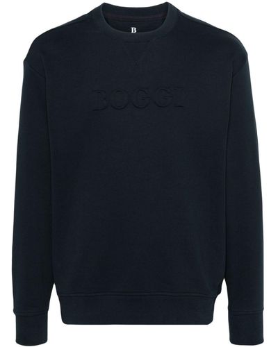 BOGGI Katoenen Sweater Met Logo-reliëf - Blauw