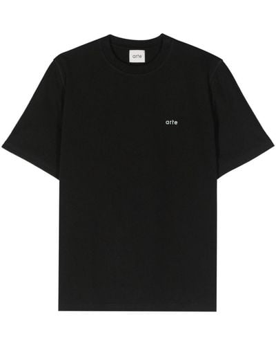 Arte' T-shirt en coton Teo à logo brodé - Noir