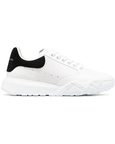 Alexander McQueen Court Exaggerated-Sole Leather Sneakers - White