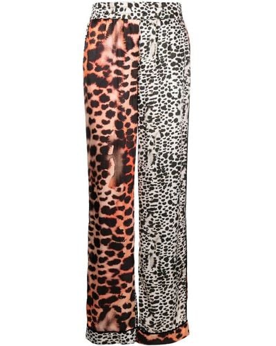 Roberto Cavalli Leopard Print Panelled Pants - Natural