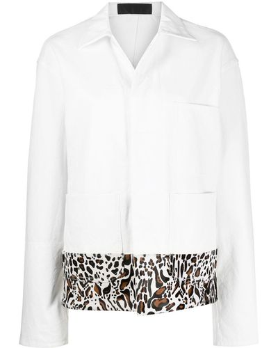 Haider Ackermann Leopard Print Pony Hair Oversized Jacket - White