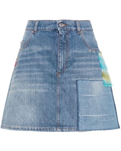 Marni Denim Mini-rok Met Applicatie - Blauw