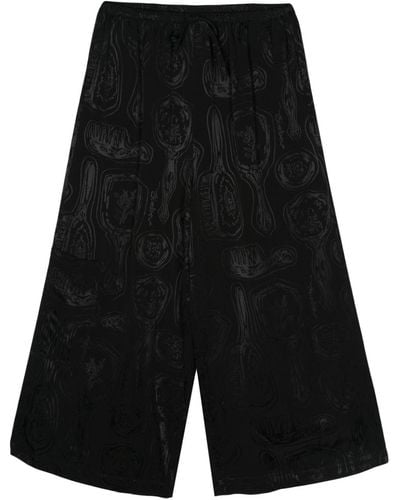Bimba Y Lola Patterned-jacquard Cropped Trousers - Black