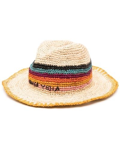 Bimba Y Lola Logo-embroidered raffia sun hat - Natur