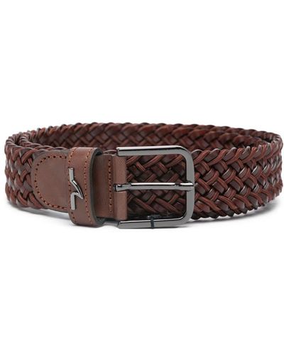 Paul & Shark Interwoven-design Leather Belt - Brown