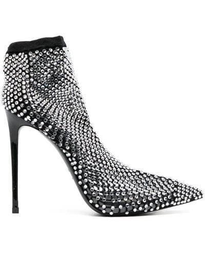 Le Silla Gilda 85mm Crystal-embellished Boots - Metallic