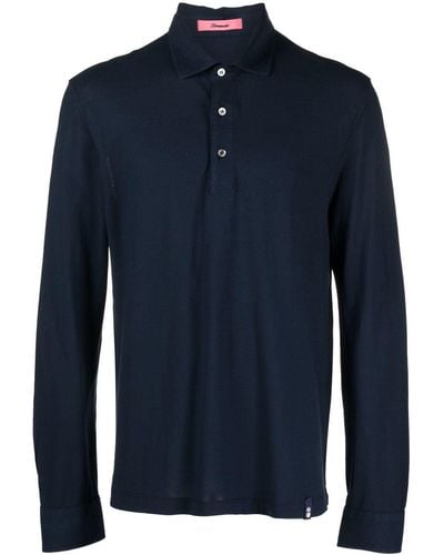 Drumohr Long-sleeve Cotton Polo Shirt - Blue