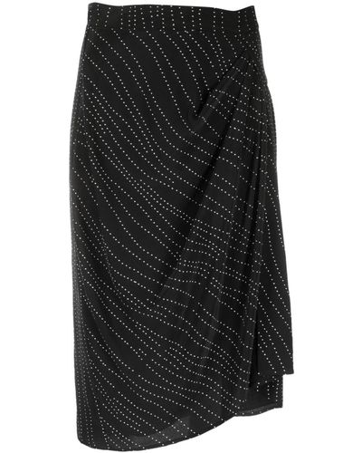 IRO Polka Dot-print Draped Skirt - Black