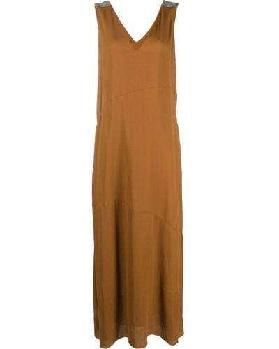 Fabiana Filippi Rhinestone-embellished Sleeveless Maxi Dress - Brown