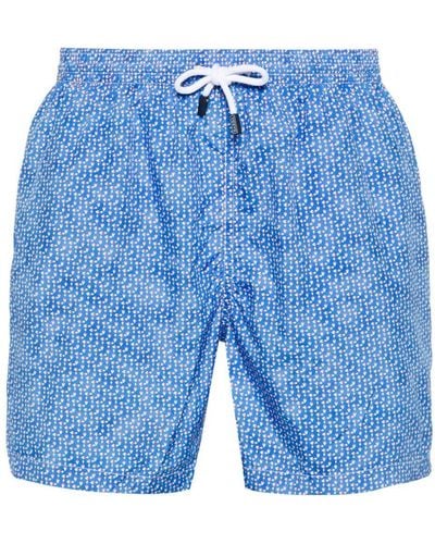 Barba Napoli Geometric-print Swim Shorts - Blue