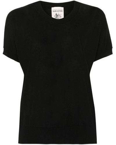 Semicouture Short-sleeve Knitted Top - Black