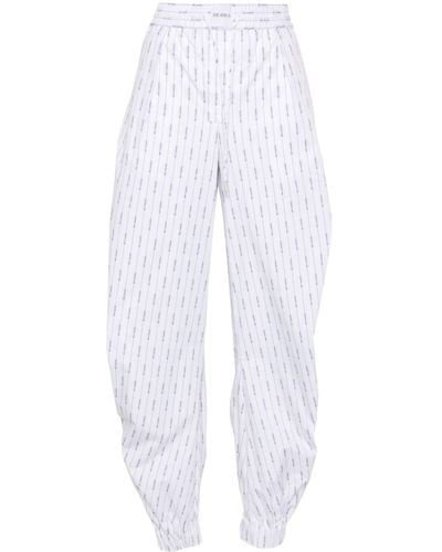 The Attico Logo-embroidered cotton trousers - Weiß