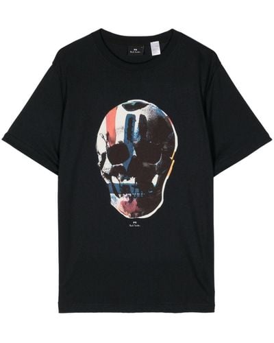 PS by Paul Smith Skull Cotton T-shirt - Schwarz