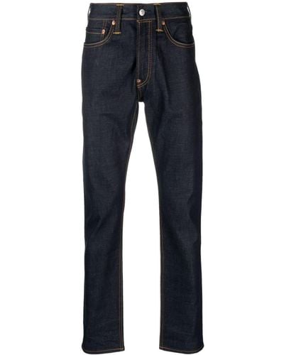 Evisu Halbhohe Straight-Leg-Jeans - Blau