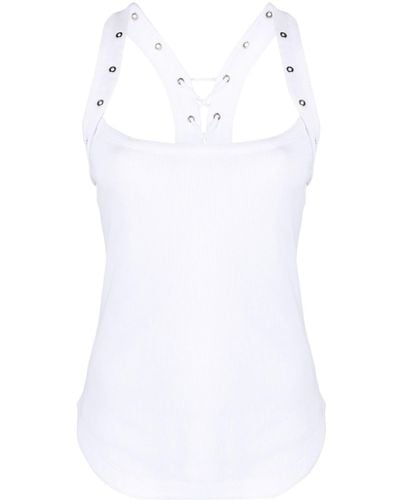 The Attico Camiseta de tirantes con ojales - Blanco