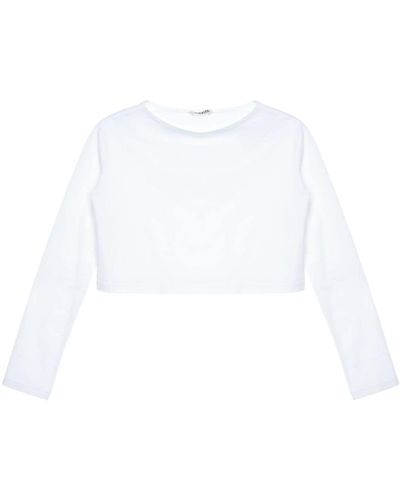 AURALEE Boat-neck Organic Cotton T-shirt - White