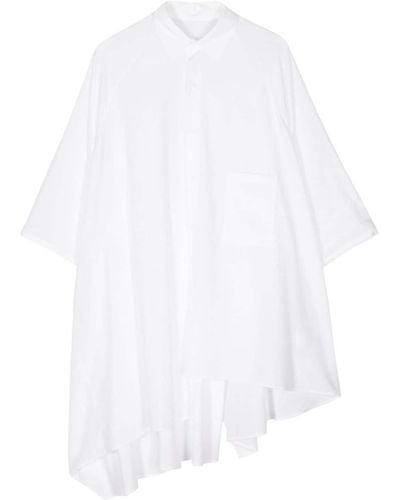 Yohji Yamamoto Camicia asimmetrica a maniche corte - Bianco