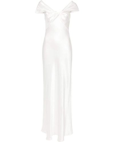 Alberta Ferretti Knot-detail Satin Dress - White