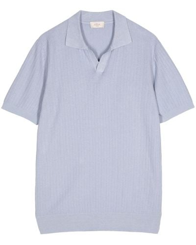 Altea Chevron-knit Polo Shirt - Blue