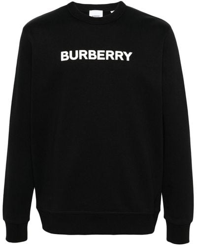 Burberry Black Crewneck Sweatshirt Met Logo - Zwart