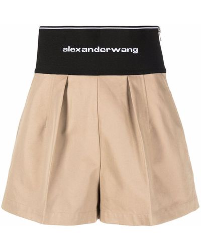 Alexander Wang Shorts con cintura y logo - Negro