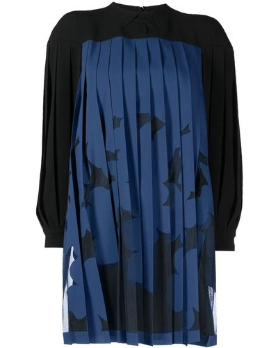 Paule Ka Robe courte en tulle à design plissé - Bleu