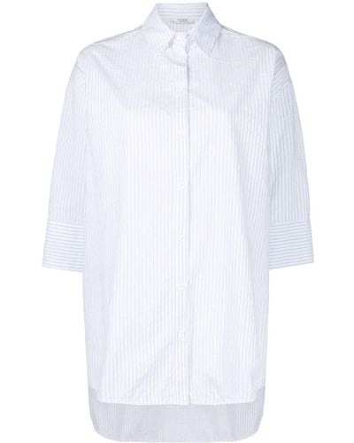 Peserico Oversized Striped Cotton Shirt - White