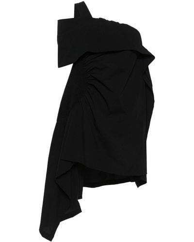 Issey Miyake Einschlutrige Bluse aus Krepp - Schwarz