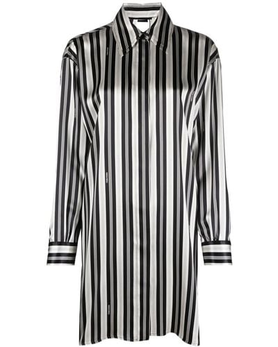 Fendi Striped Silk Shirtdress - Black