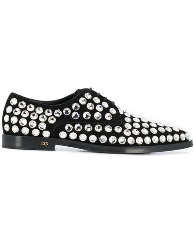 Dolce & Gabbana Rhinestone Embellished Derby Shoes - Black