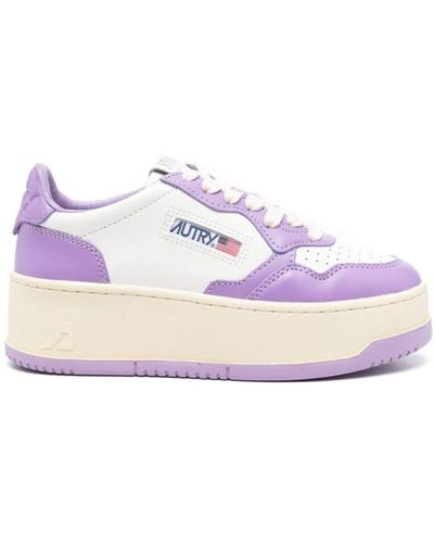 Autry Platform Low Leather Trainers - Pink